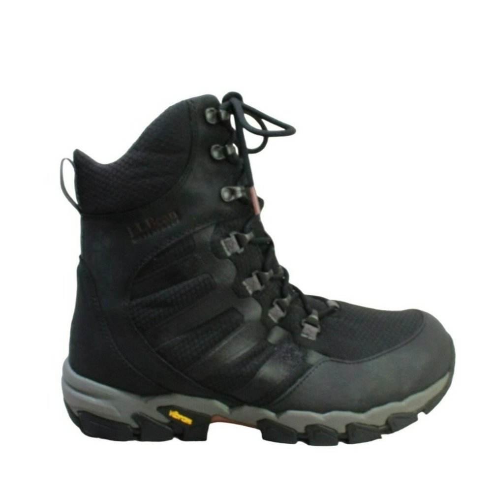 LL Bean Black Leather Waterproof Insulated Ankle Hiking Boots Size 11 M - Picture 1 of 9